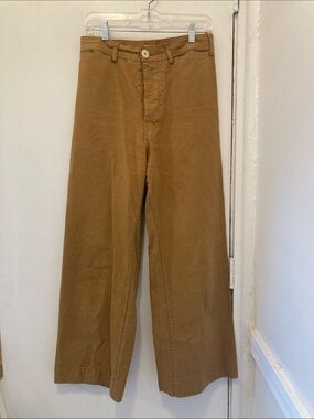 Jesse Kamm High Waist Button Fly Pants Ochre Brown in size Large